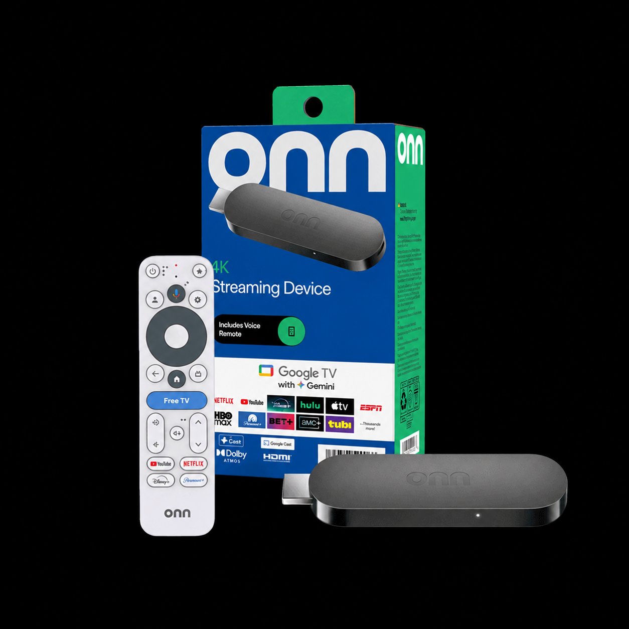 ONN 4K (2026) streaming device and remote