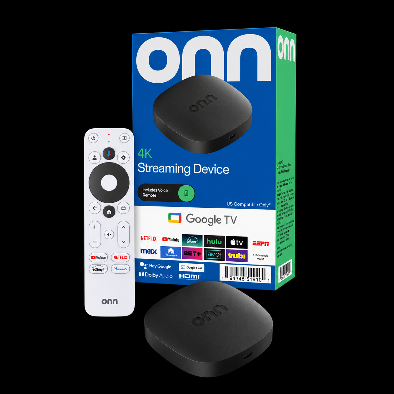 ONN 4K (Classic) streaming device and remote